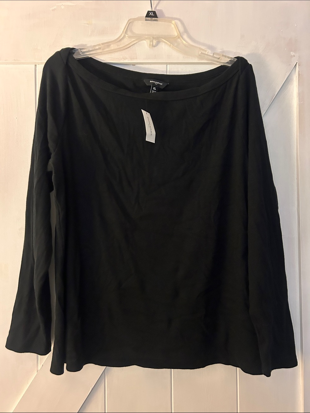 Banana Republic Black Long-Sleeve Boatneck Top - Classic Black